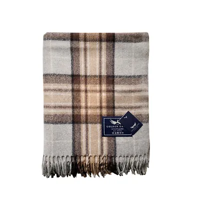 Original Scottish Wool Large Blanket Rug Tweed Tartan Blanket Check Travel Throw • £34.99