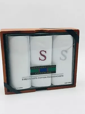 Handkerchiefs Alexander Julian Colours 3 Men's White  S  100% Cotton In Box • $7.59