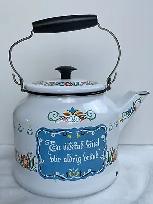 Vintage Berggren Swedish Kitchen Teapot Tea Kettle Decorative Folk Art • $19.97