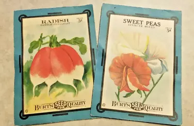 2 Seed Packets Vintage Radish French Breakfast Sweet Peas Spencer Burt's 5 Cents • $9.50