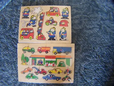 $8.49 • Buy Wooden Peg Puzzles Baby Toddler  Preschool Daycare  2  Lot Bundle