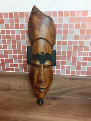 £18 • Buy Hand Carved African Wooden Wall Plaque Hanging Face Mask 14  Long 