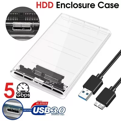 Transparent Hard Drive Enclosure USB 3.0 To SATA 2.5  External HDD SSD Case Disk • $9.86