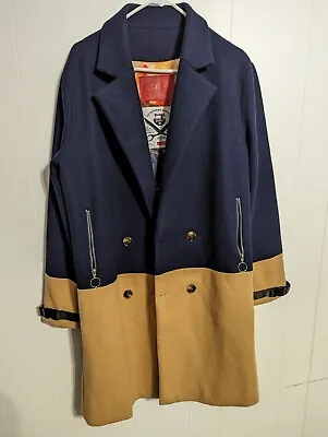 Hudson Outerwear - Full Length Peacoat - Navy/Tan - 157204 - Size Large • $100