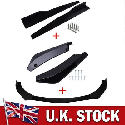 Side Skirt+Rear Lip+Front Bumper Body Kit Spoiler Splitter Black For Most Of Car • £49.95