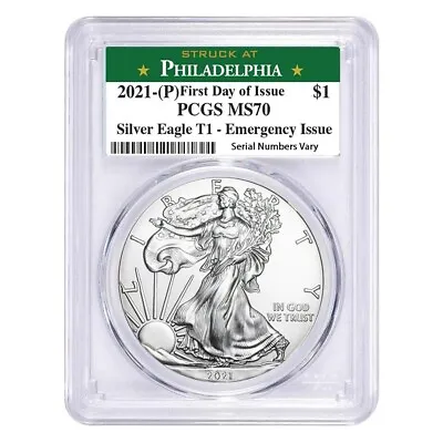 2021 (P) 1 Oz Silver American Eagle PCGS MS 70 FDOI Philadelphia Emergency Issue • $65.99