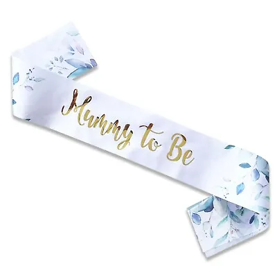 Gold Unisex Neutral Botanical Baby Shower Sashes Mummy To Be Mum Sister Sash • £3.99