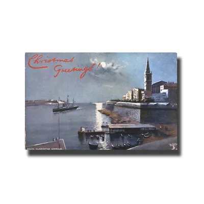 Malta Postcard Tucks Grand Harbour Happy Christmas Used With Stamp Divided Back • $24