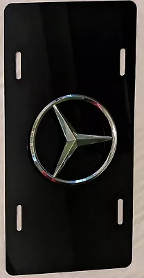 OEM Mercedes Emblem & New Black Vanity Aluminum License Plate Assembly  • $13.97