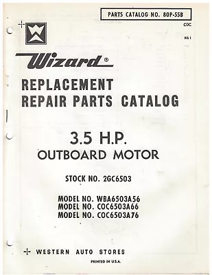 Vintage 1966 3 1/2 HP Wizard Outboard Motor Parts Catalog Montgomery Ward #2 • $15