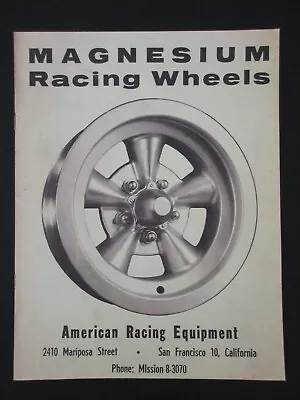 $29.50 • Buy American Racing Equipment Wheels Speed Catalog 1960s BROCHURE VTG HOT ROD, RARE!