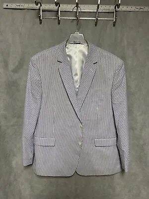 Saddlebred Men Blazer 50R Blue Stripe Seersucker Cotton Sport Coat Jacket Luxury • $54.59