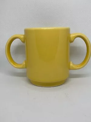 Homer Laughlin China Vintage Yellow Double Handle Dignity Mug 8 Oz.  • $11.95