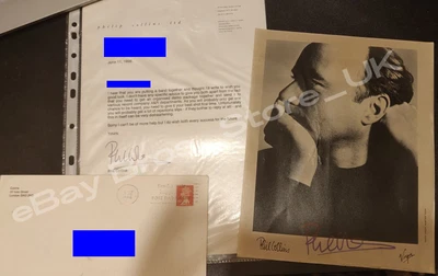 £4500 • Buy Phil Collins HAND SIGNED PERSONAL LETTER ADVICE TO BAND & SIGNED 10x8 Genesis 96
