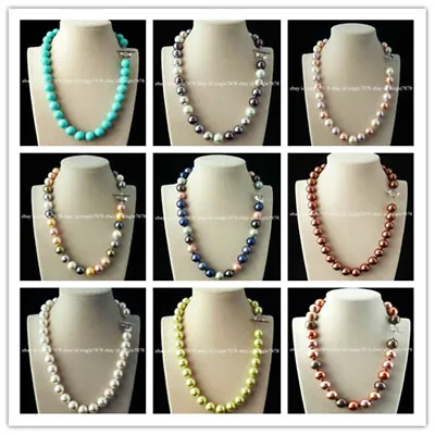 Genuine 8mm Mix Color South Sea Shell Pearl Round Beads Necklace 20   • $3.55