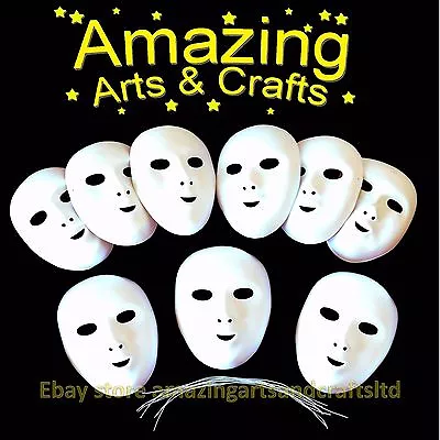 Fancy Dress Face Masks To Paint And Decorate 9 Pack Flock Finish Halloween • £11.10