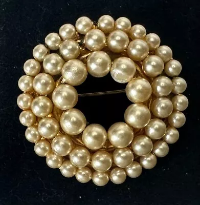 Gold Tone Faux Pearl Floral Layered Vintage Brooch Jewelry Lot Y • $0.99