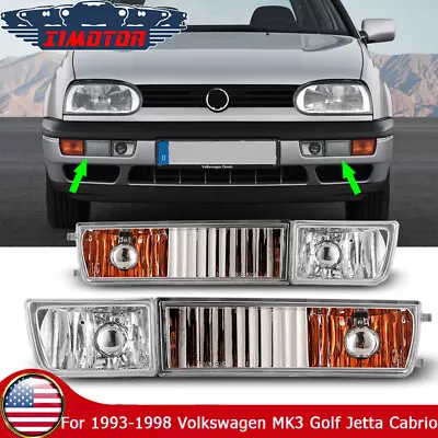 Fog Lights For 1993-1998 Volkswagen MK3 Golf Jetta Cabrio Bumper Driving Lamps • $97.98