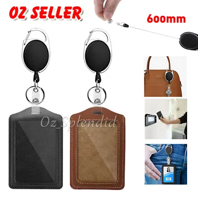 Retractable Lanyard ID Card Holder Business Badges Security Pass Reel Key Ring • $6.35