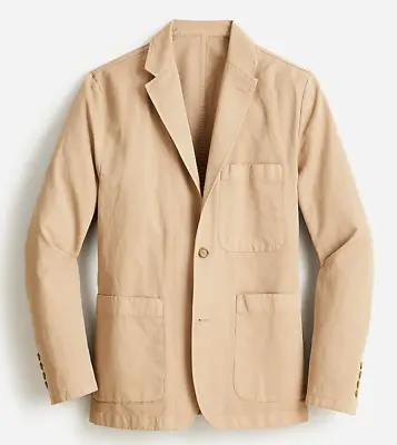 J.Crew Mens $178 Garment Dyed Cotton Linen Suit Jacket Khaki Size 36 AX270 • $90