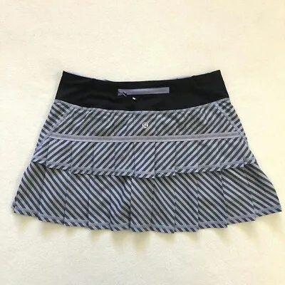 $79.99 • Buy Lululemon Purple Classic Stripe Polar Haze Black Pleated Pace Setter Skirt 6 Reg