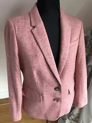 Joules Horatia Tweed Blazer Womens UK14 Pink Fleck Wool Hacking Jacket VGC • $68.42