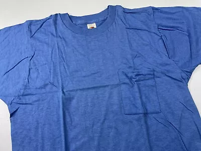 Vintage Fruit Of The Loom Single Stitch Blue Selvedge Pocket T-Shirt Large USA • $49.99