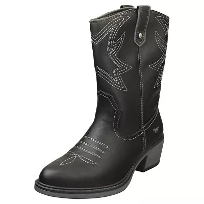 Mustang Low Heel Cowboy Womens Black Ankle Boots - 7.5 UK • £45.49