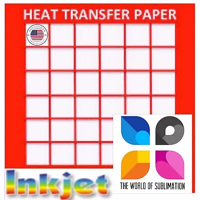 Inkjet Red Grid Light Colored T Shirt Heat Transfer Paper 8.5x11 (25 Sheets) #1 • $13.99