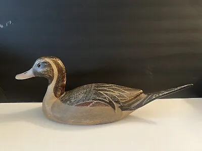 Vintage 1987 Signed Allman-Ricks Pintail Wood Decoy Duck Glass Eyes Solid Great! • $199.95
