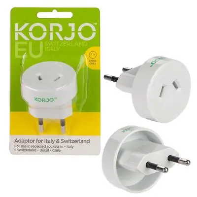 $24.97 • Buy Korjo AU To Chile Brazil Italy Plug Switzerland Swiss Travel Adapter, EU Adaptor