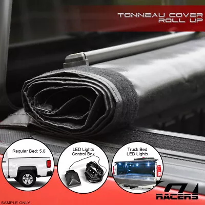 For 14-18 Silverado/Sierra 1500 5.8 Bed LoPro Roll Up Tonneau Cover W/Velcro+LED • $201