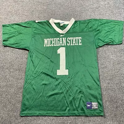 VTG Reebok Michigan State MSU Spartans Football Jersey Adult XL Green Football • $52.46