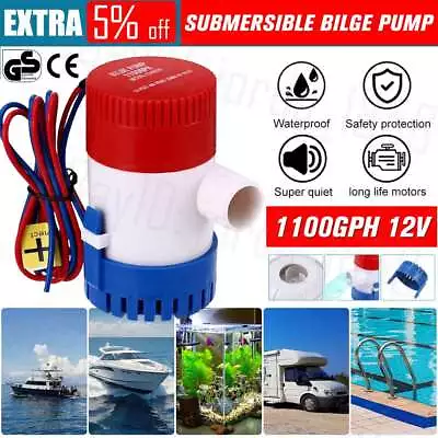 1100GPH Submersible Bilge Water Pump 12V Camp Fishing Boat Caravan Camping AU/OZ • $12.55