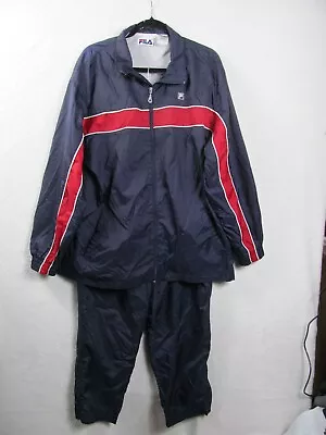 Vintage Fila Warm Up Suit Men's Large 2 Piece Blue Red Lined Zip Up • $39.95