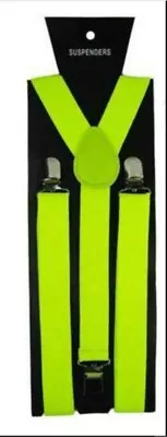 Unisex Novelty Fancy Dress Fashion Braces Bright Neon Yellow One Size Brand New • £3.89