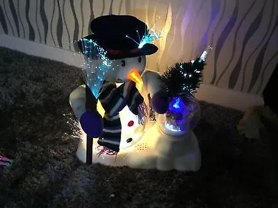 £110 • Buy Vintage  Fibre Optic Xmas Snowman And Santa Snow Globe Rare Mains Powered