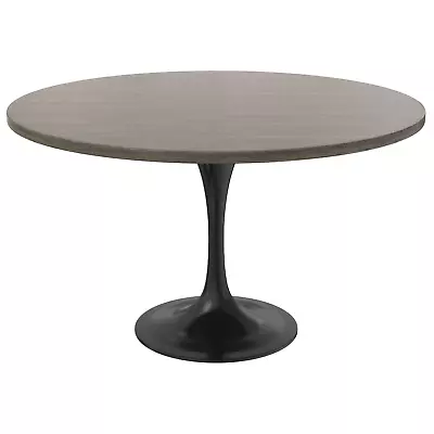 Leisuremod Verve 48  Round Dining Table With MDF Tabletop And Black Steel Base • $653