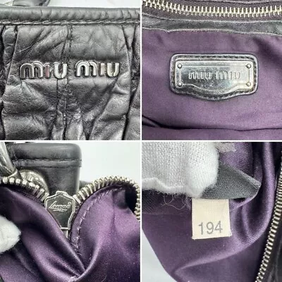 Miu Miu Tote Bag Crossbody 2way Matelasse A4 Leather Logo Black From Japan • $342.51