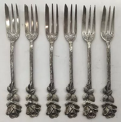 £109.19 • Buy 6 Cake Forks 800er Silver Germany Vintage Antique Hildesheim Rose