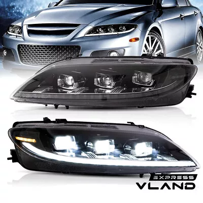 VLAND FULL LED Projector Headlights With Sequential Turn For Mazda 6 2003-2008 • $569.99