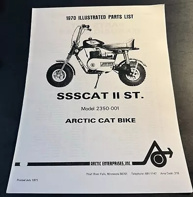 1970 Arctic Cat Ssscat Ii St. Mini-bike Parts Manual Copy P/n 2350-001 • $15.99