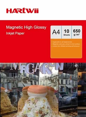 £11.99 • Buy Hartwii 10 Sheets A4 Size 650Gsm Magnet High Glossy Photo Paper Inkjet Paper UK