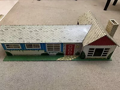 Vintage Marx Tin Large Suburban Ranch Style Dollhouse House Plus Accessories • $179.95