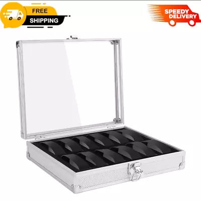 12 Slot Watch Box For Men Luxury Display Case Organizer Jewelry Storage Holder • £12.89