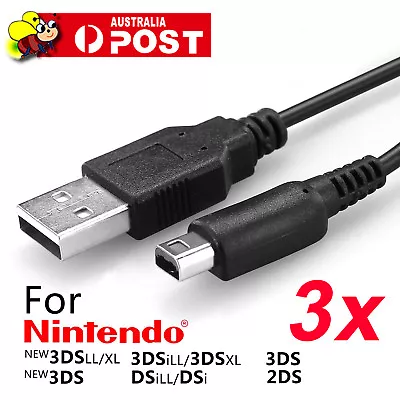 3x USB Charger Charging Power Cable For Nintendo DSI 2DS 3DS 3DSXL NEW 3DSLL • $10.95