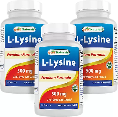 3 Pack Best Naturals L-Lysine 1000 Mg 180 Tablets • $35.82