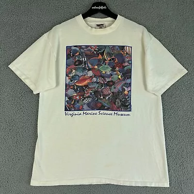 Vintage Virginia Marine Science Museum Shirt Mens L Janeen Mason Fish Art 90s • $26.95