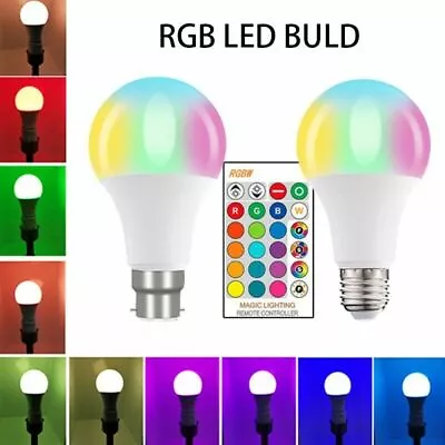 RGB Led Light Bulb B22 E27 16 Colour Changing Remote Controlled Bayonet Lamp RR • £5.29