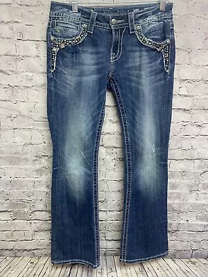 Miss Me Women’s Denim Jeans Bootcut Size 28 Embellish Flap Over Pocket 30”x31”  • $31.99